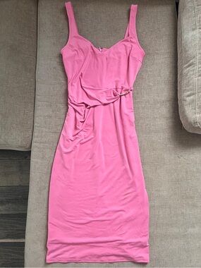 Marciano by Guess Pink Ruched Scoop-Neck Midi Dress